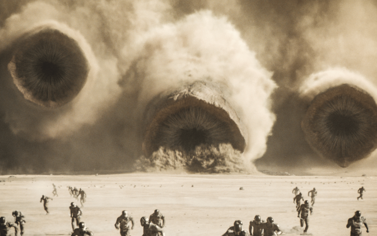 Sandworms from Dune: Part Two attack